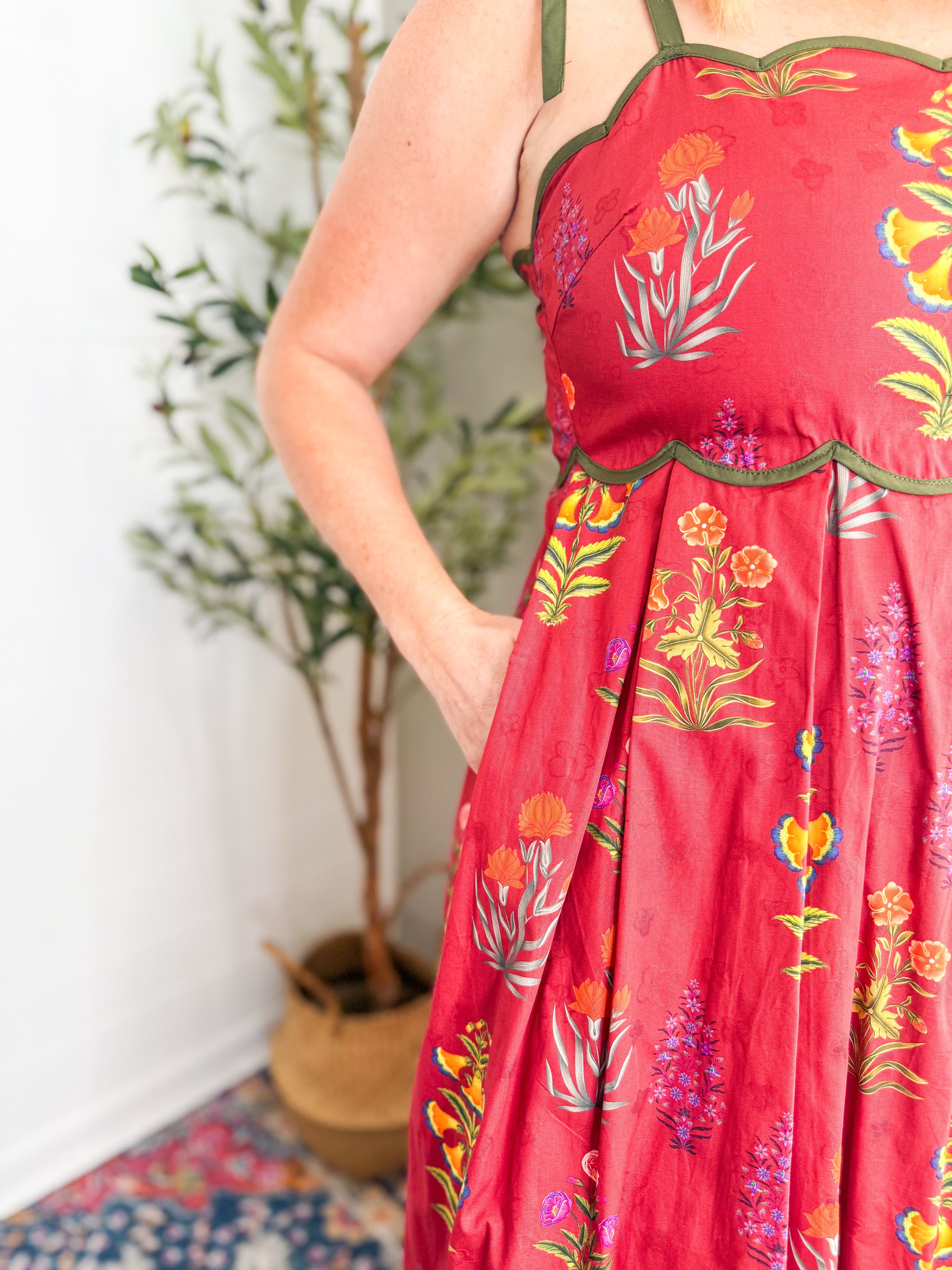 Floral Print Tie Strap Midi