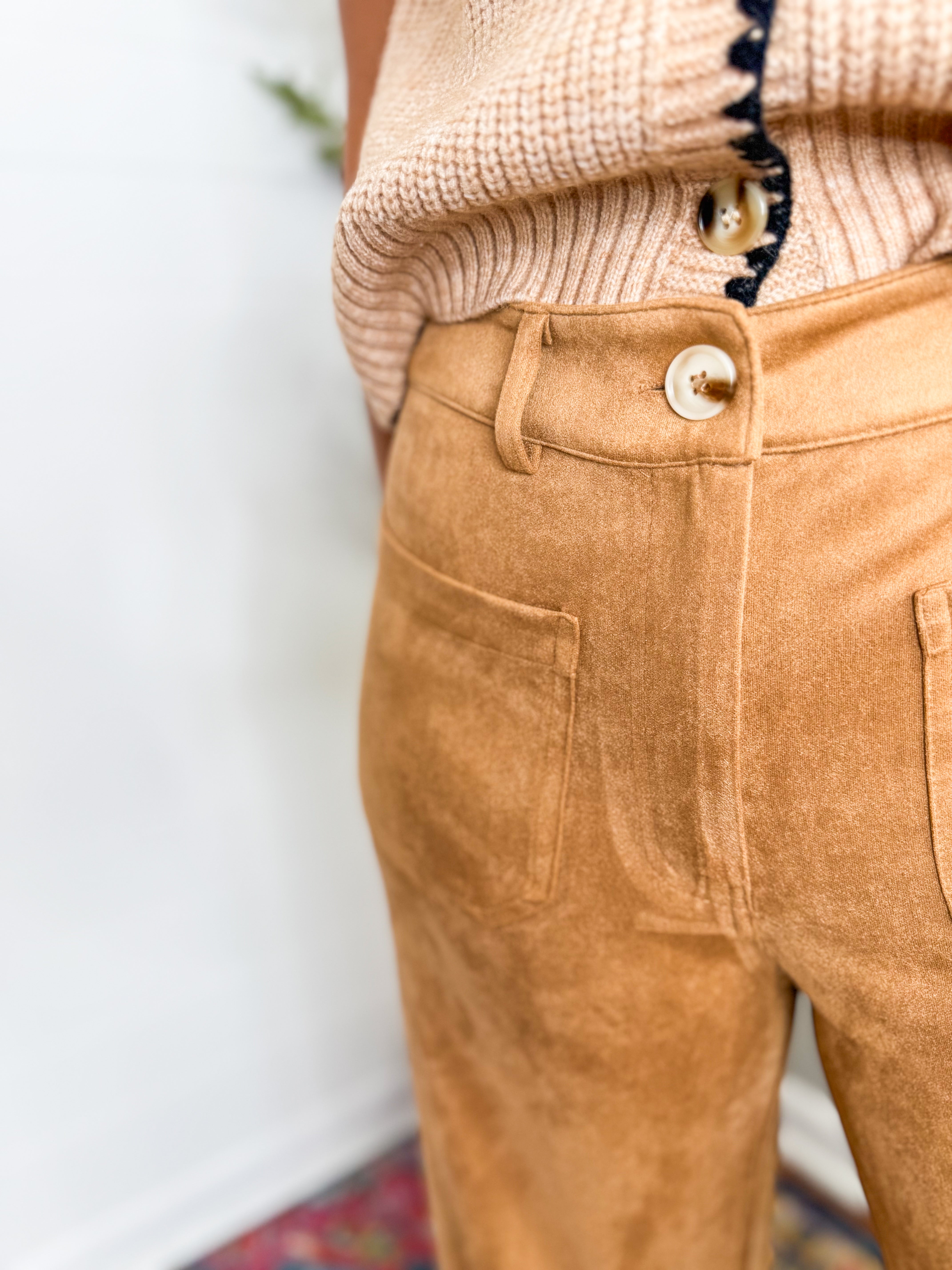 Faux Suede Wide Leg Pant