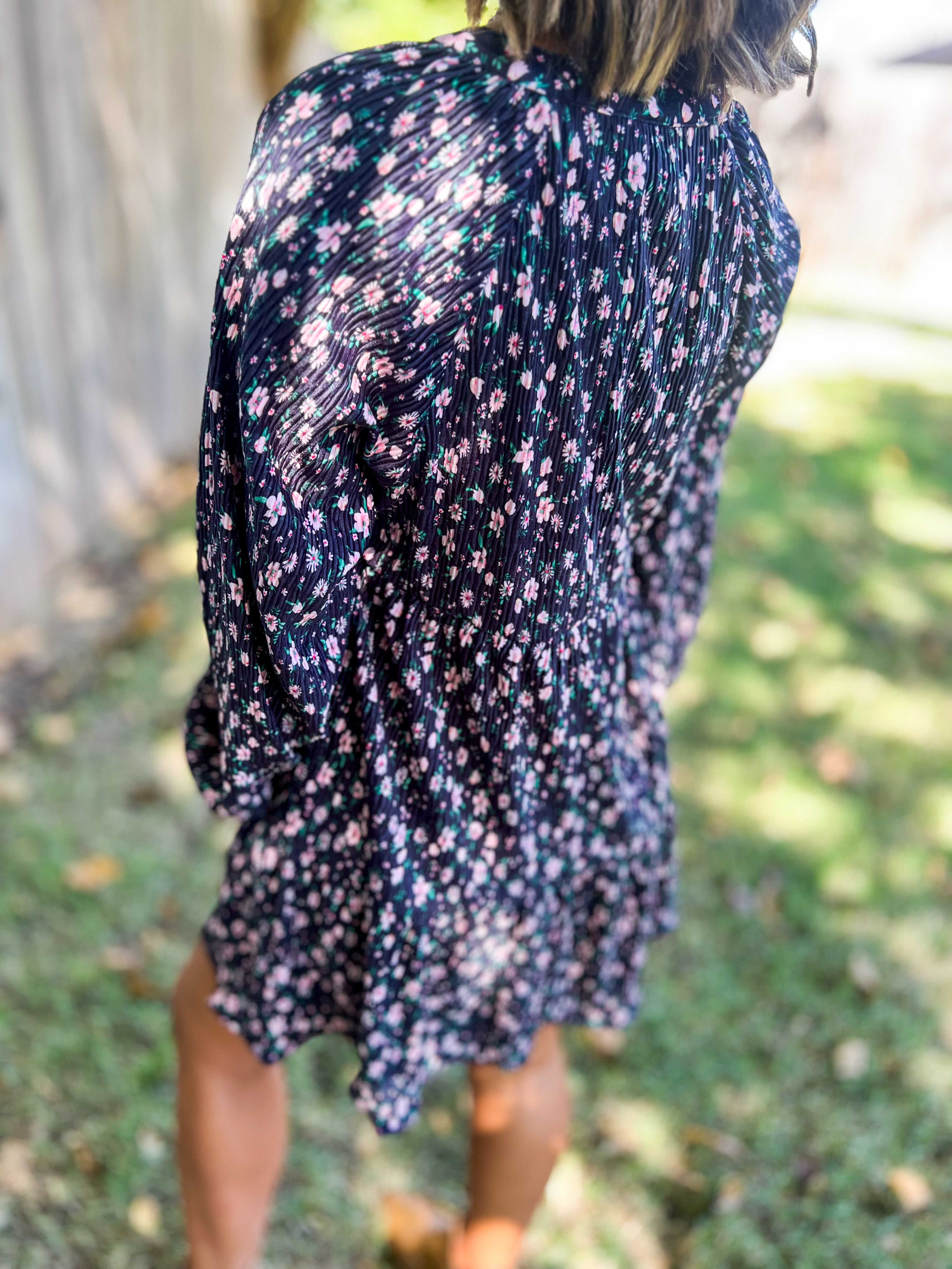 Flower Printed Velvet Dress