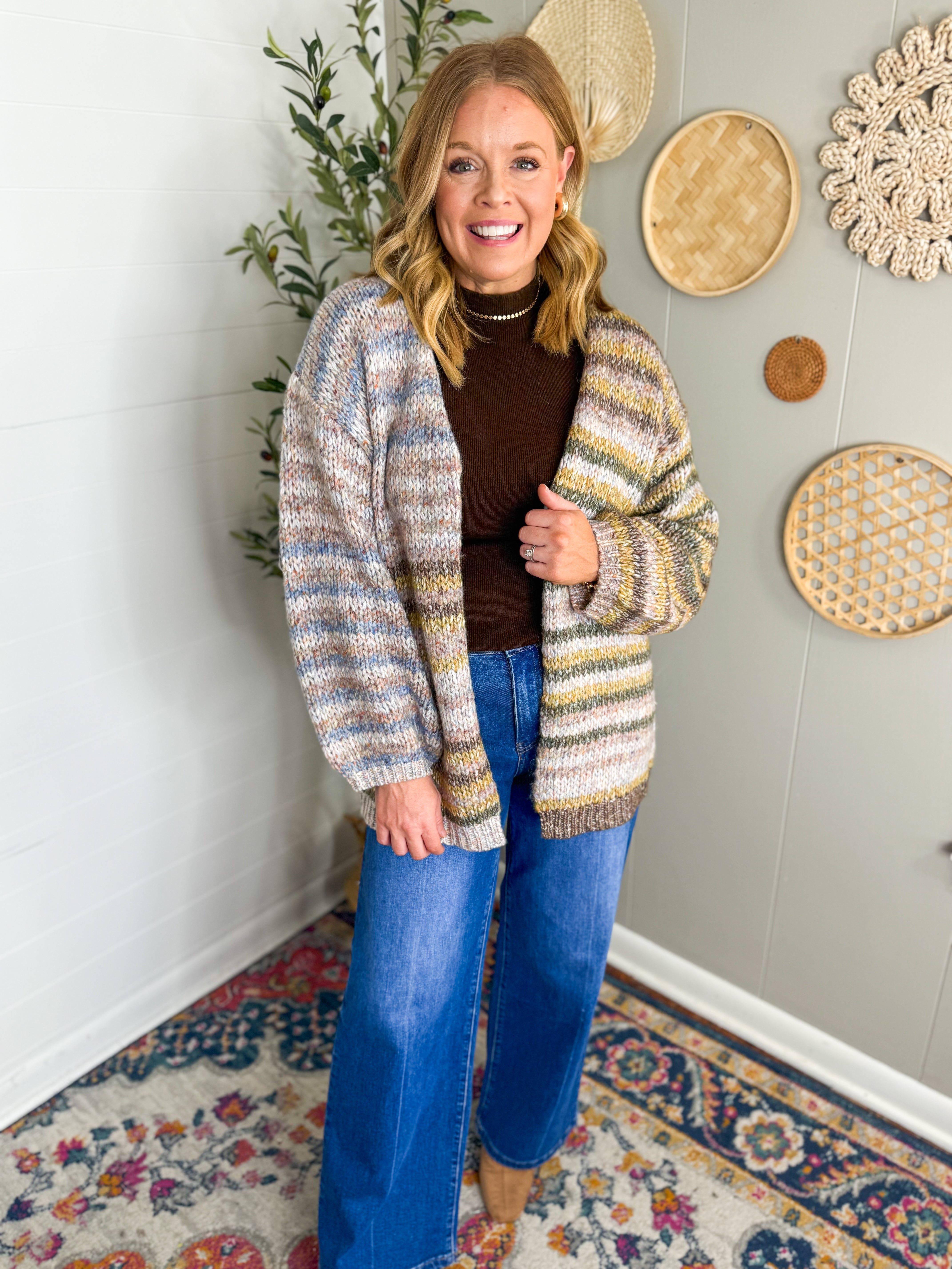 Multi Stripe Oversized Cardigan