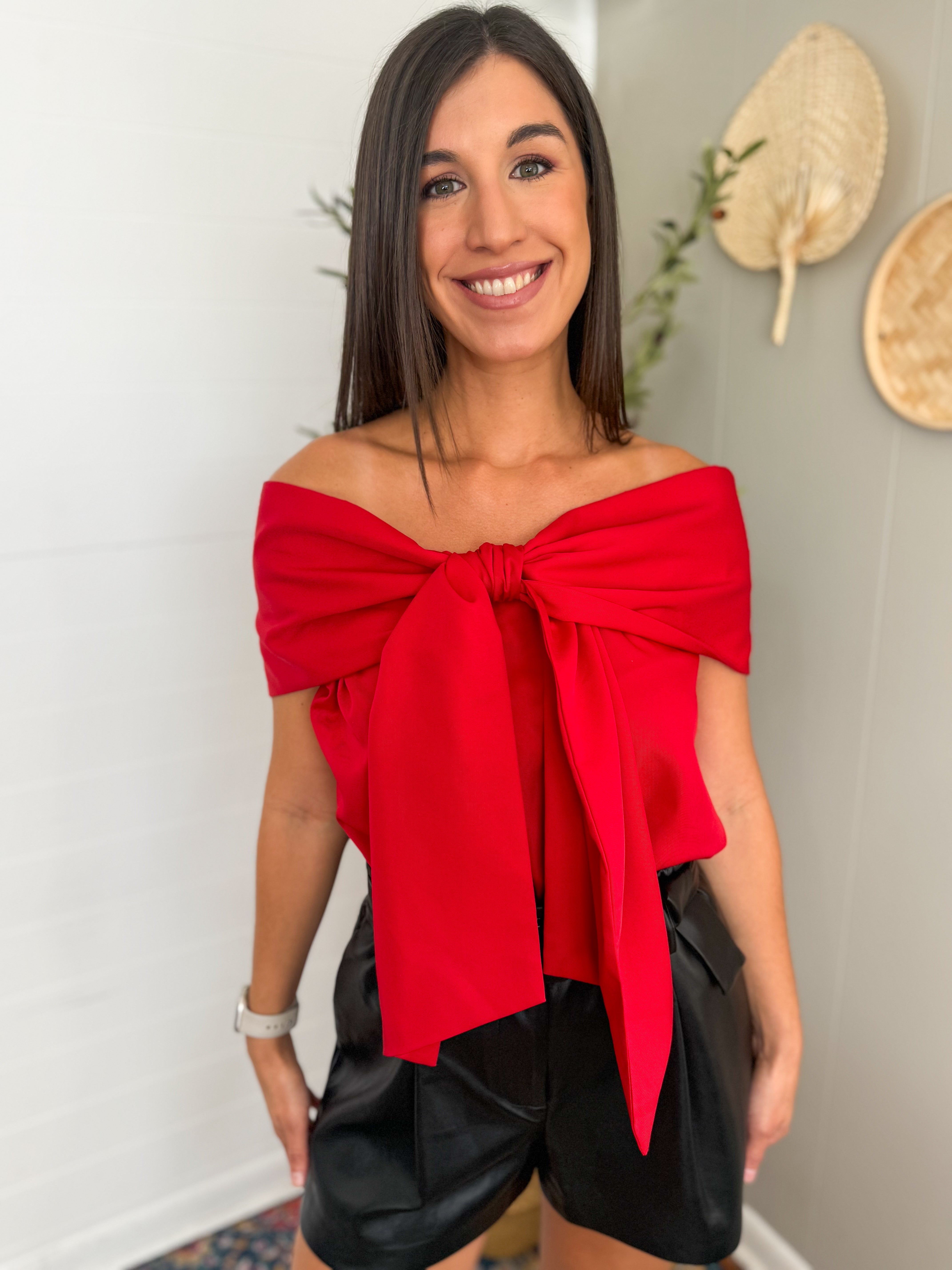 Bow Accented Off The Shoulder Top