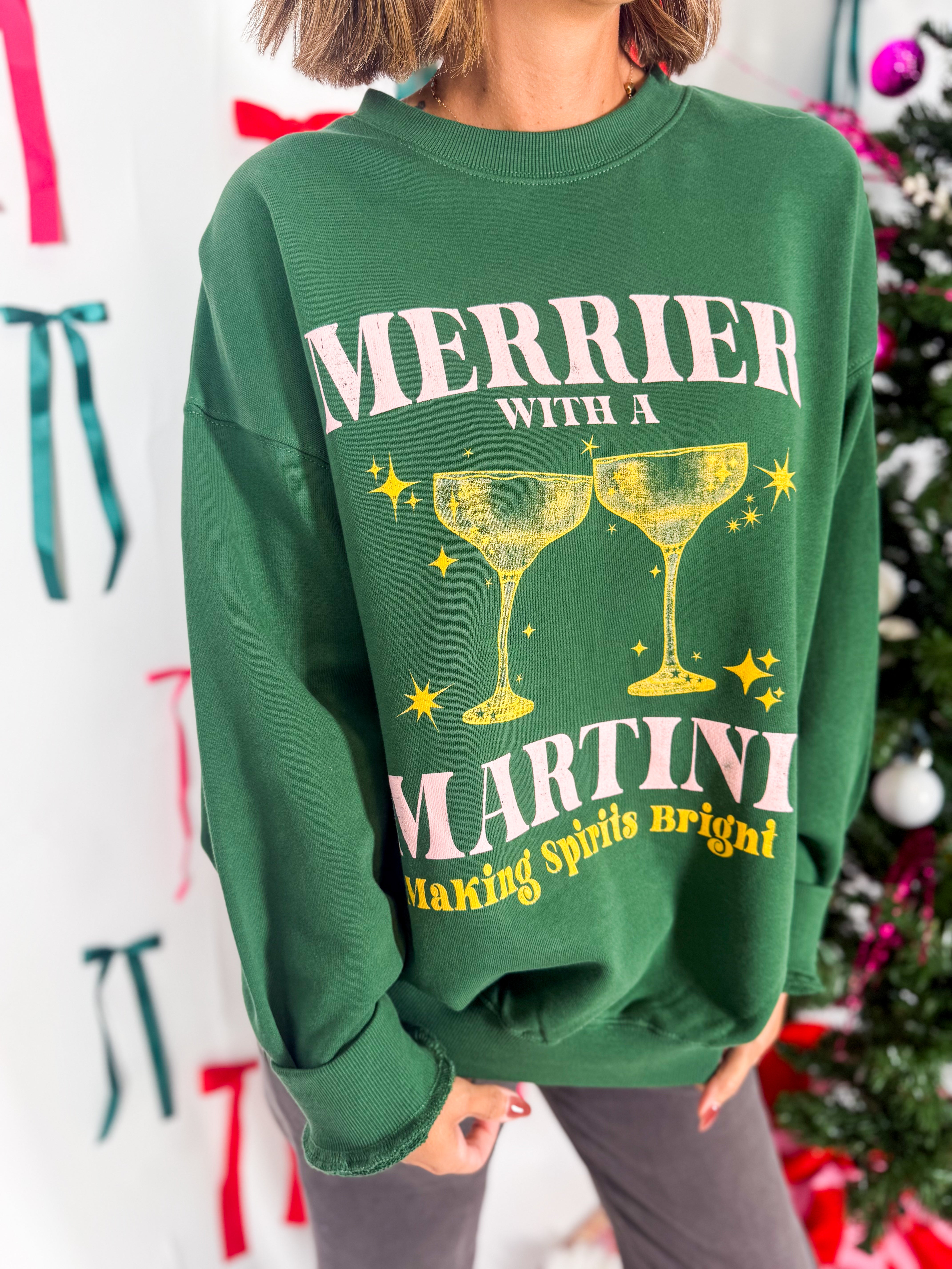 Merrier With a Martini Sweatshirt