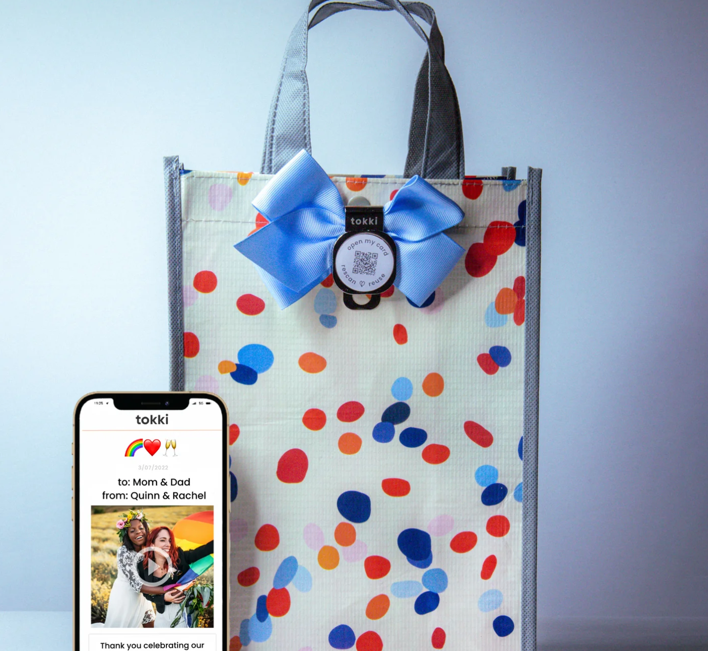 Tokki QR Code Personal Message Gift Bag Celebrate-Medium
