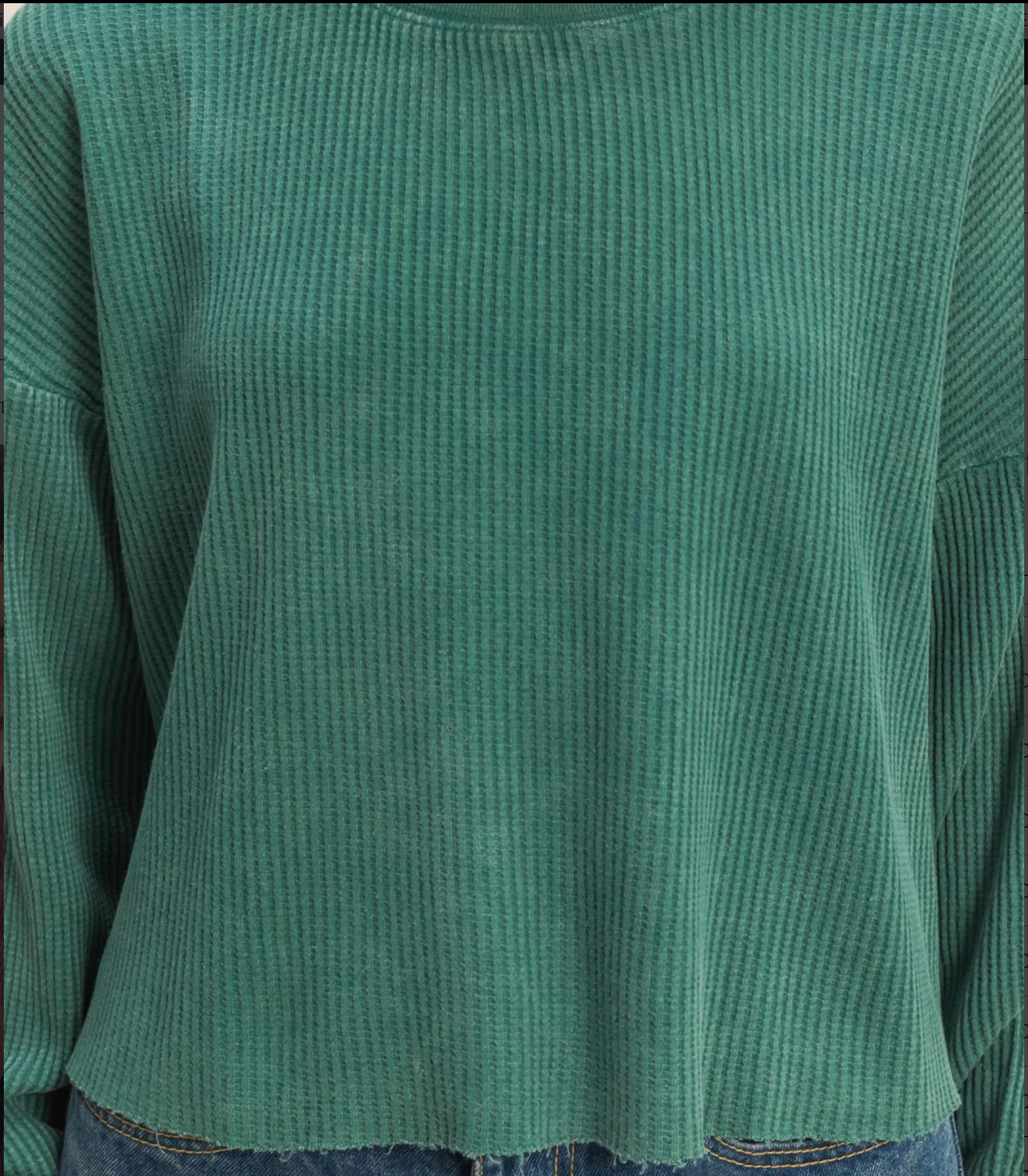 Waffle Long Sleeve Pull Over Top