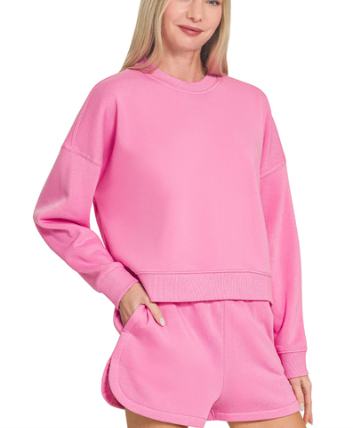 Long Sleeve Fleece Sweatshirt And Shorts Set