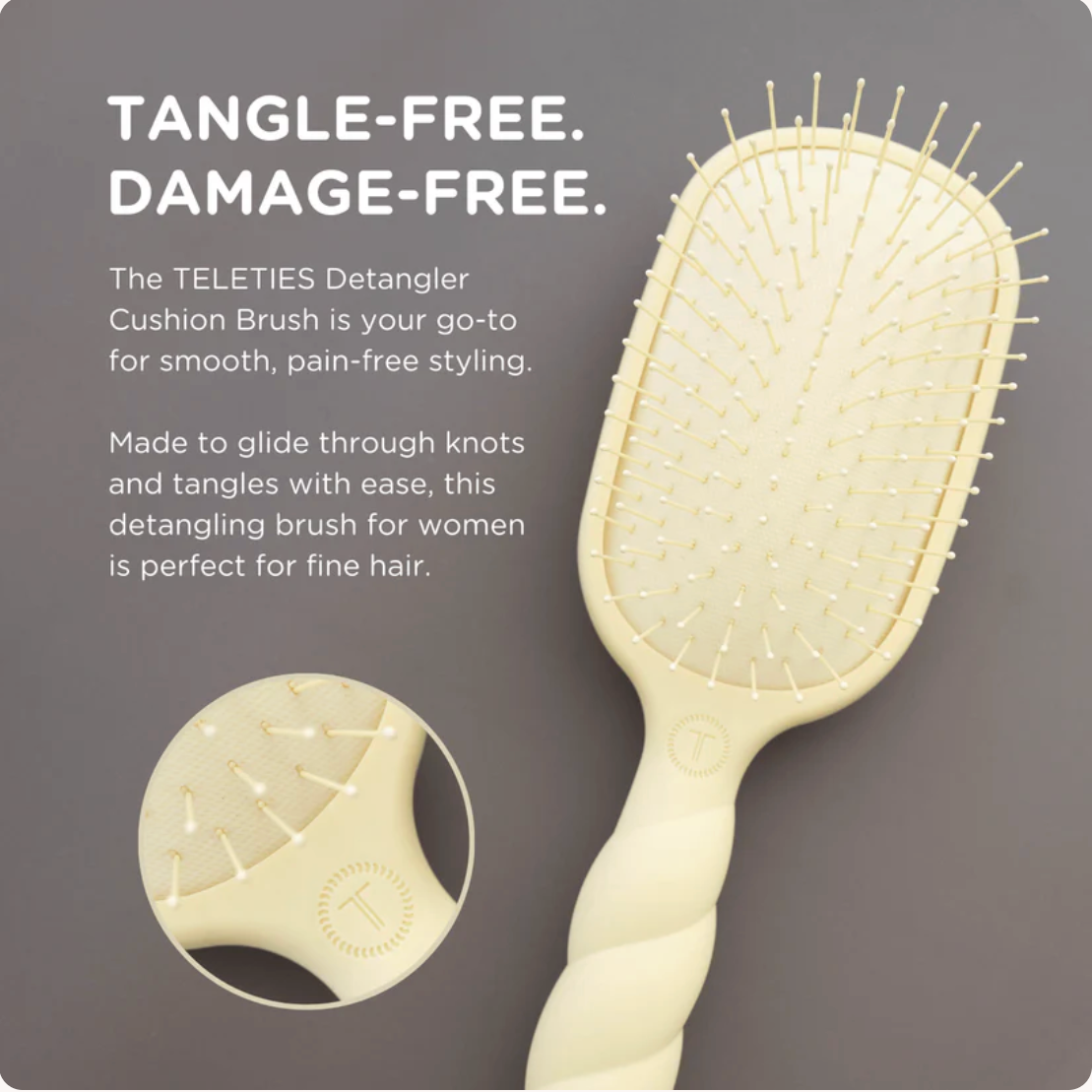 Teleties Detangler Hair Brush For Thick Hair - Tan