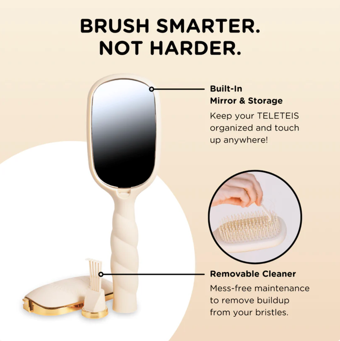 Teleties Detangler Hair Brush For Thick Hair - Tan