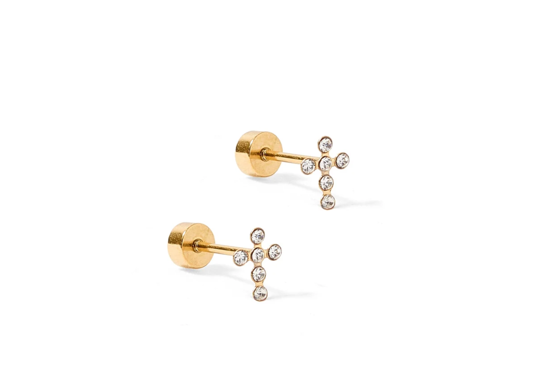 Linny Co Screwback Stud Clara Cross Earrings