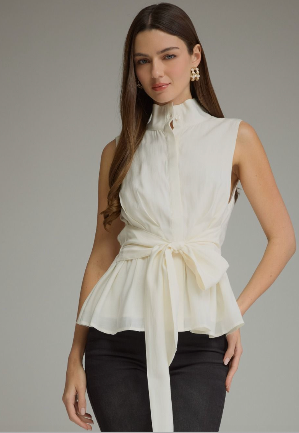 Solid Sleeveless Tie Waist Top - 3 Colors