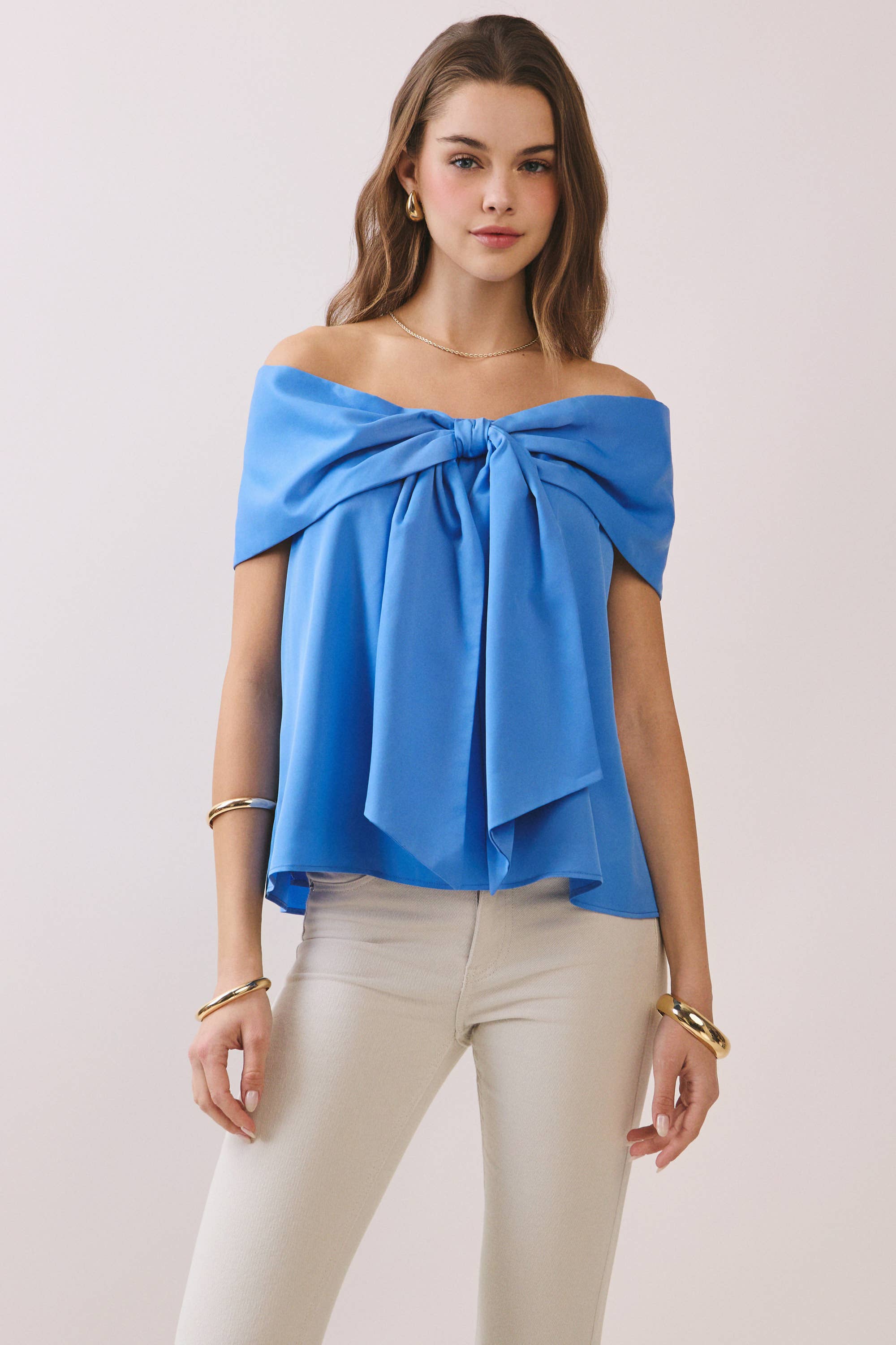Bow Accented Off The Shoulder Top