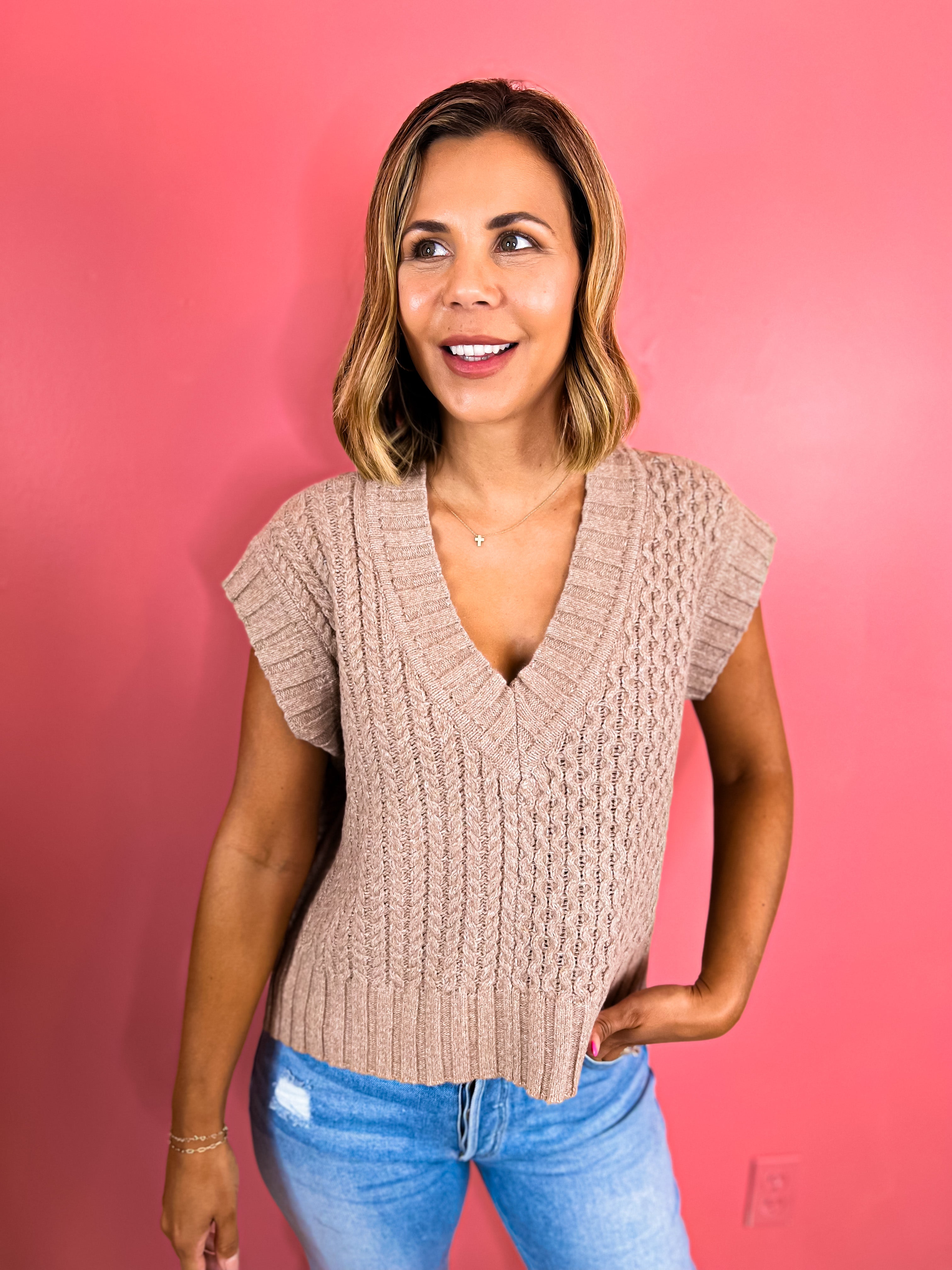 Contrast Knit Sweater Vest