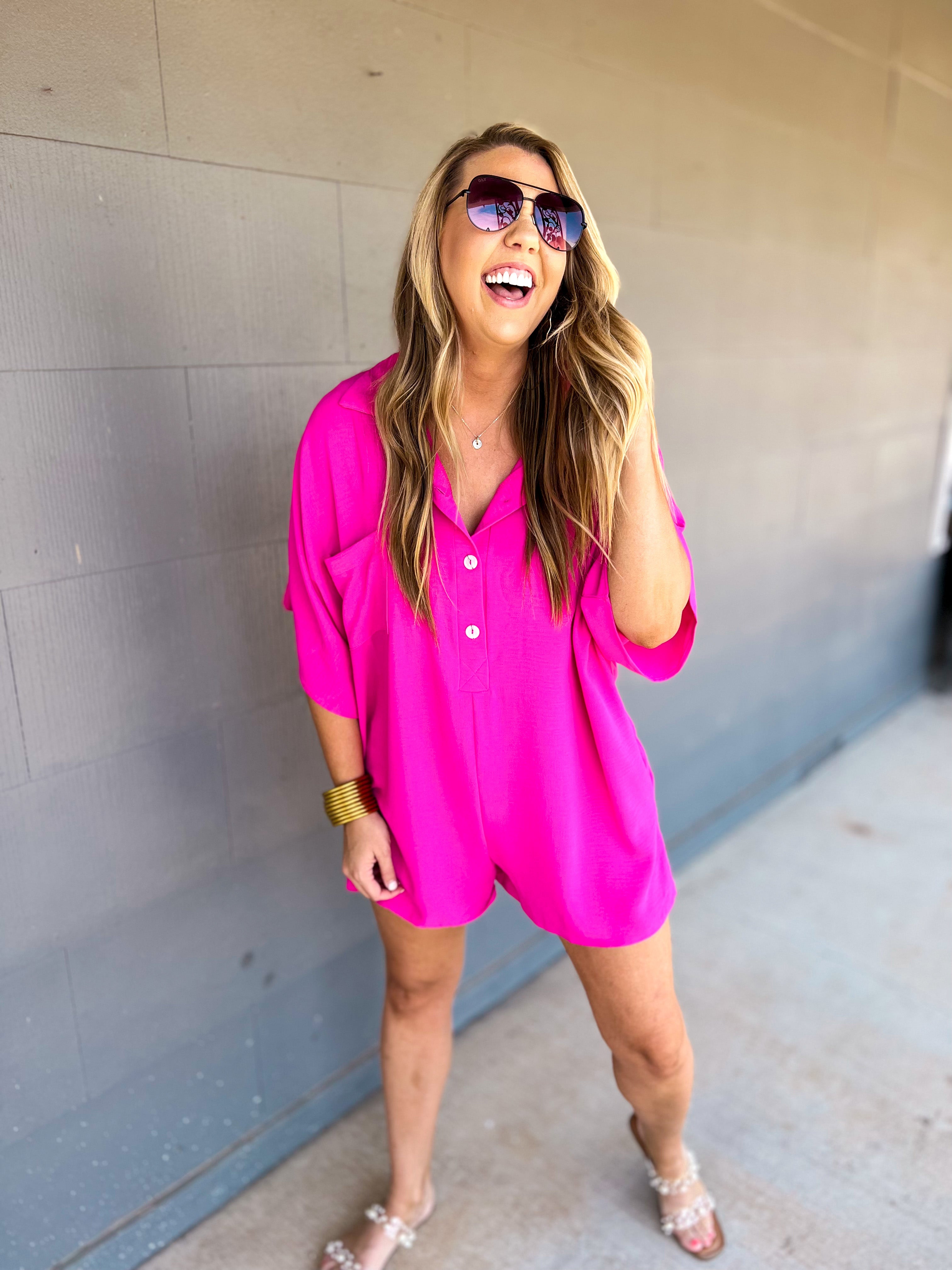 Airflow Collared Oversize Button Up Romper