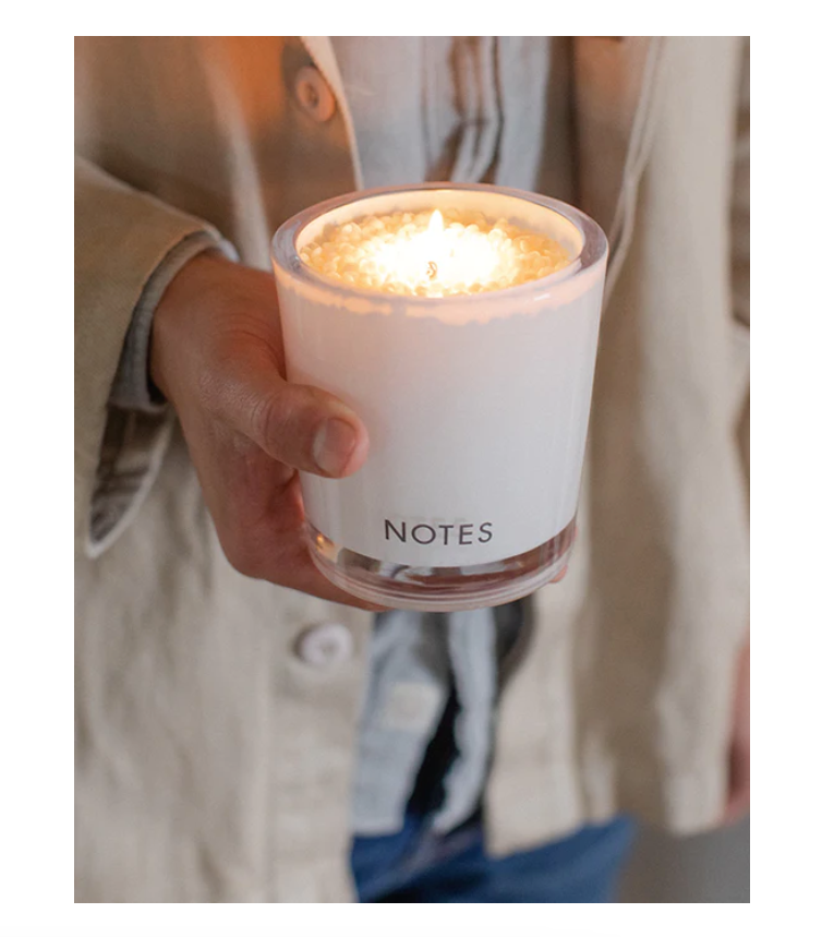 Notes Starter Candle Glass White