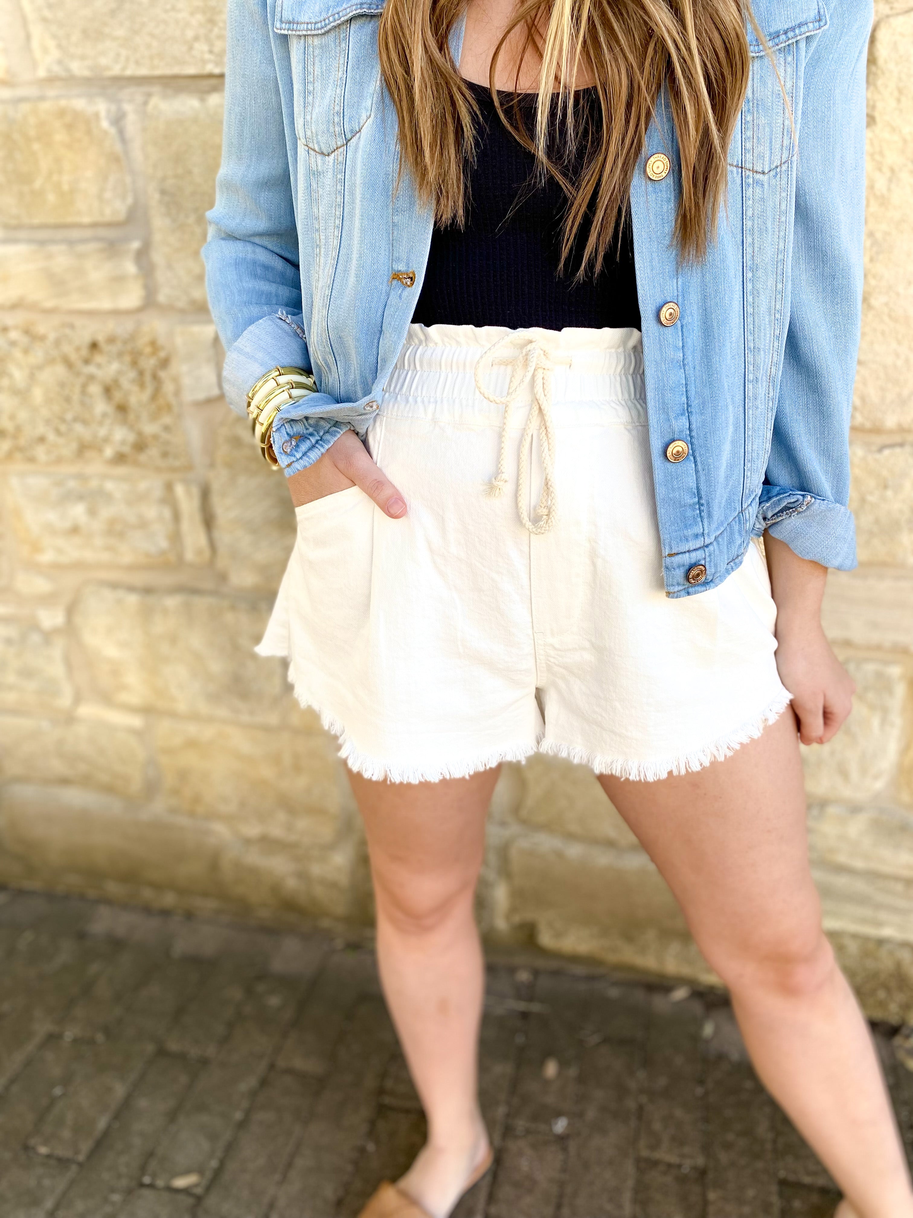 Destroyed Frayed Denim Shorts