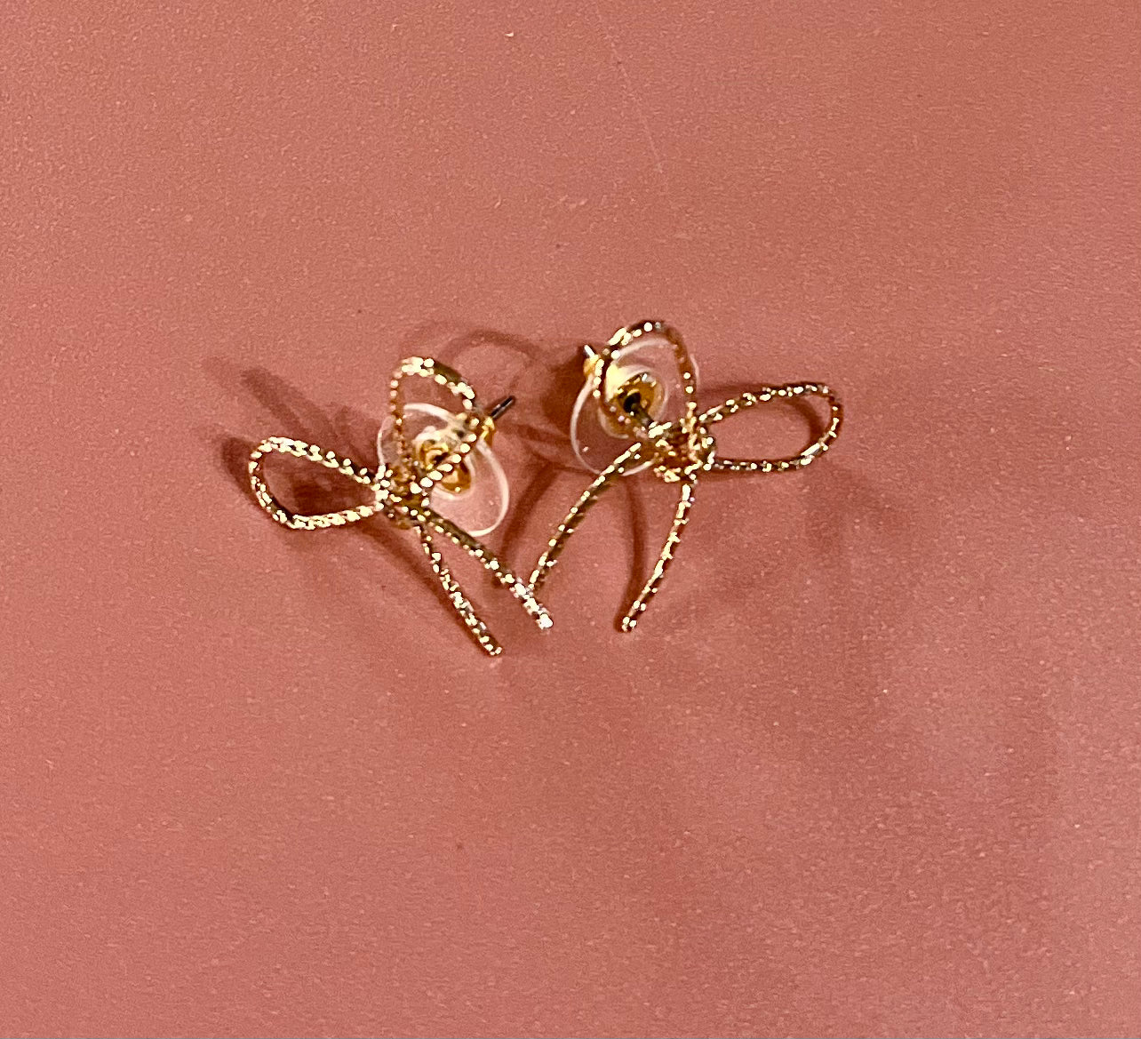 Gold Braided Textured Bow Stud Earrings